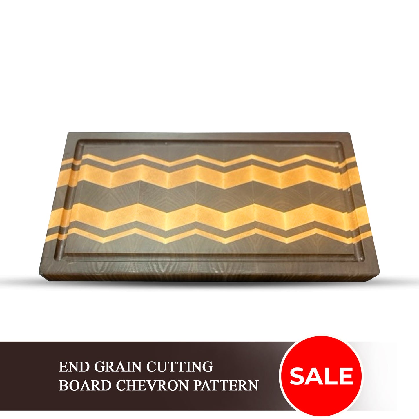 End grain cutting board chevron pattern