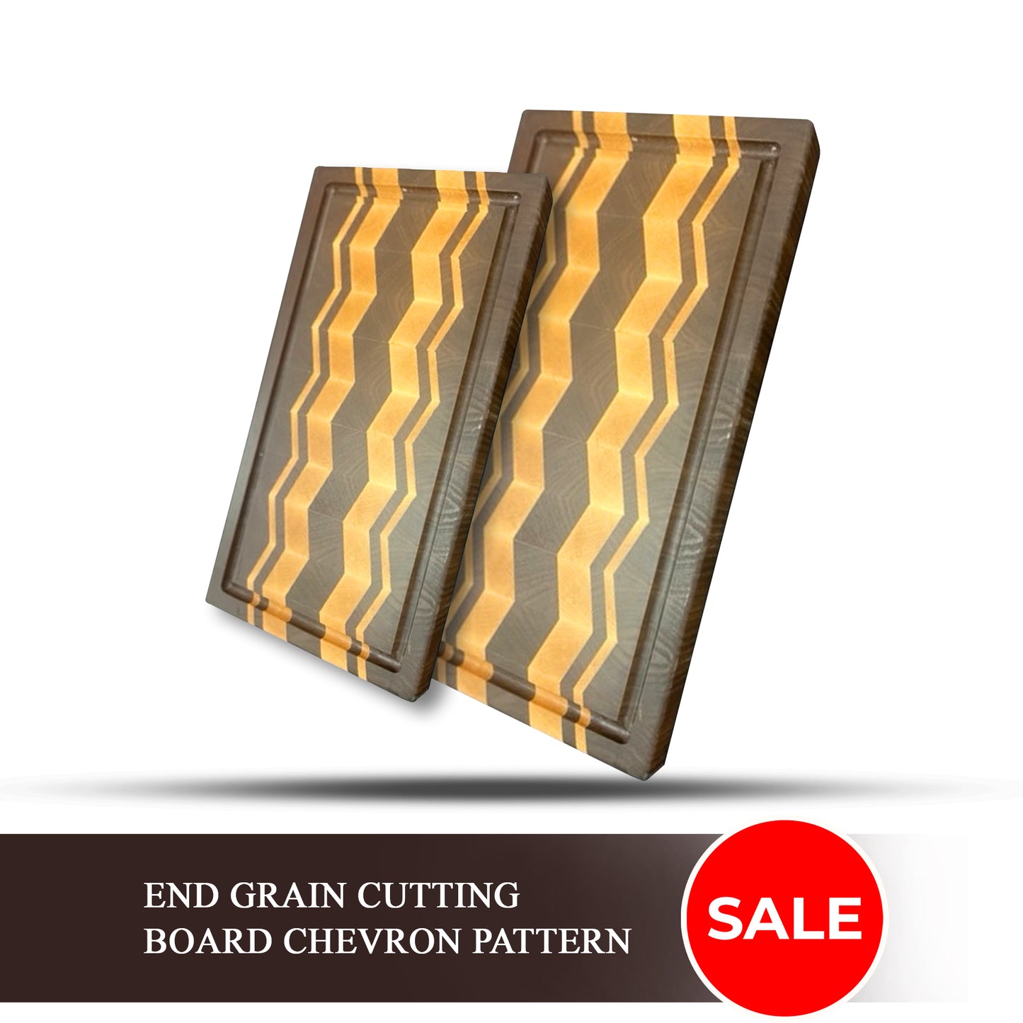 End grain cutting board chevron pattern