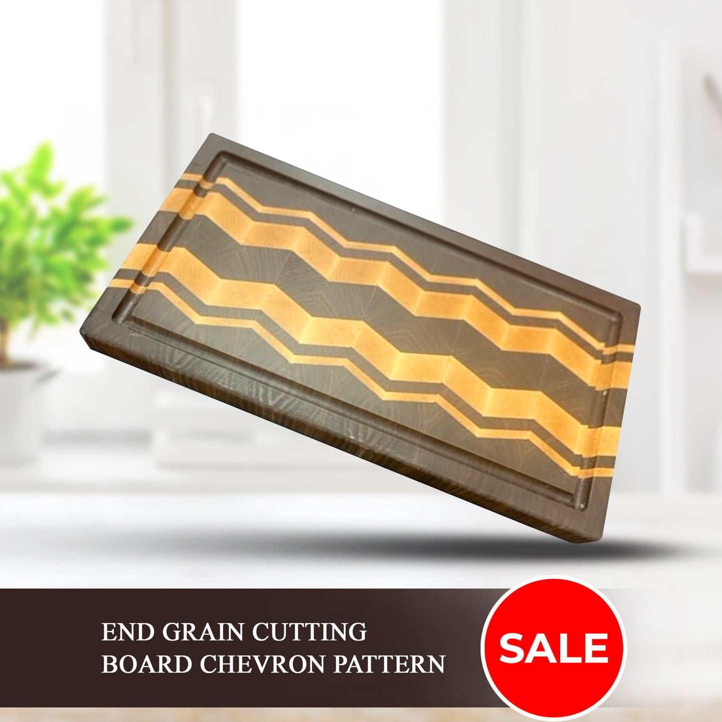 End grain cutting board chevron pattern